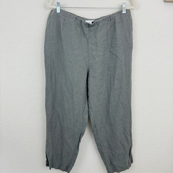 J. Jill Womens Love Linen Size L Tall 100% Linen Lightweight Beachy Pants Gray - Picture 1 of 7